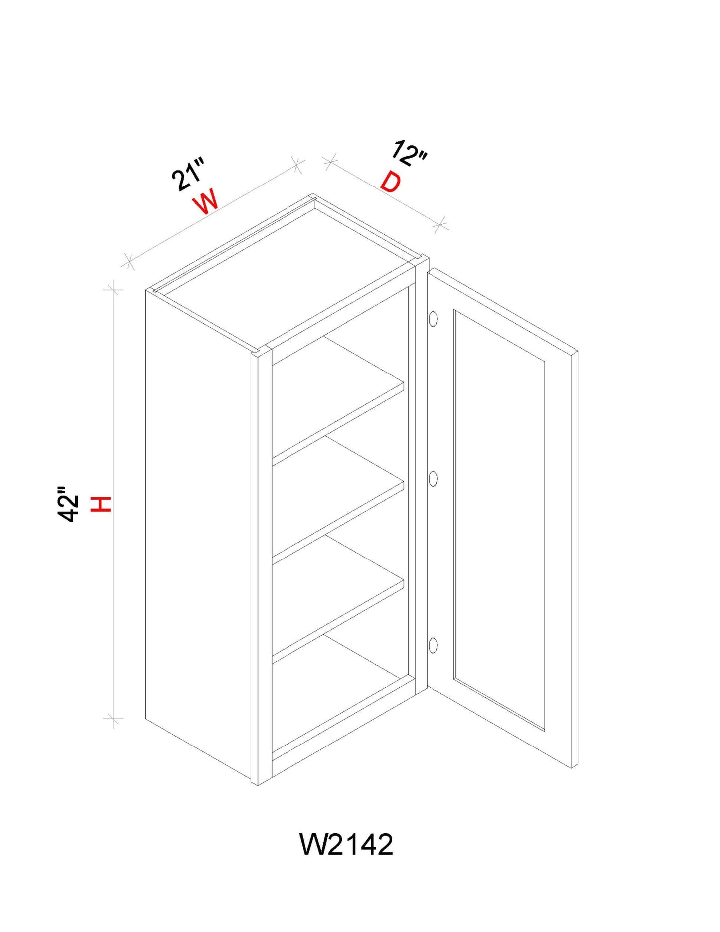 Wall Cabinet - 21"W x 42"H x 12"D