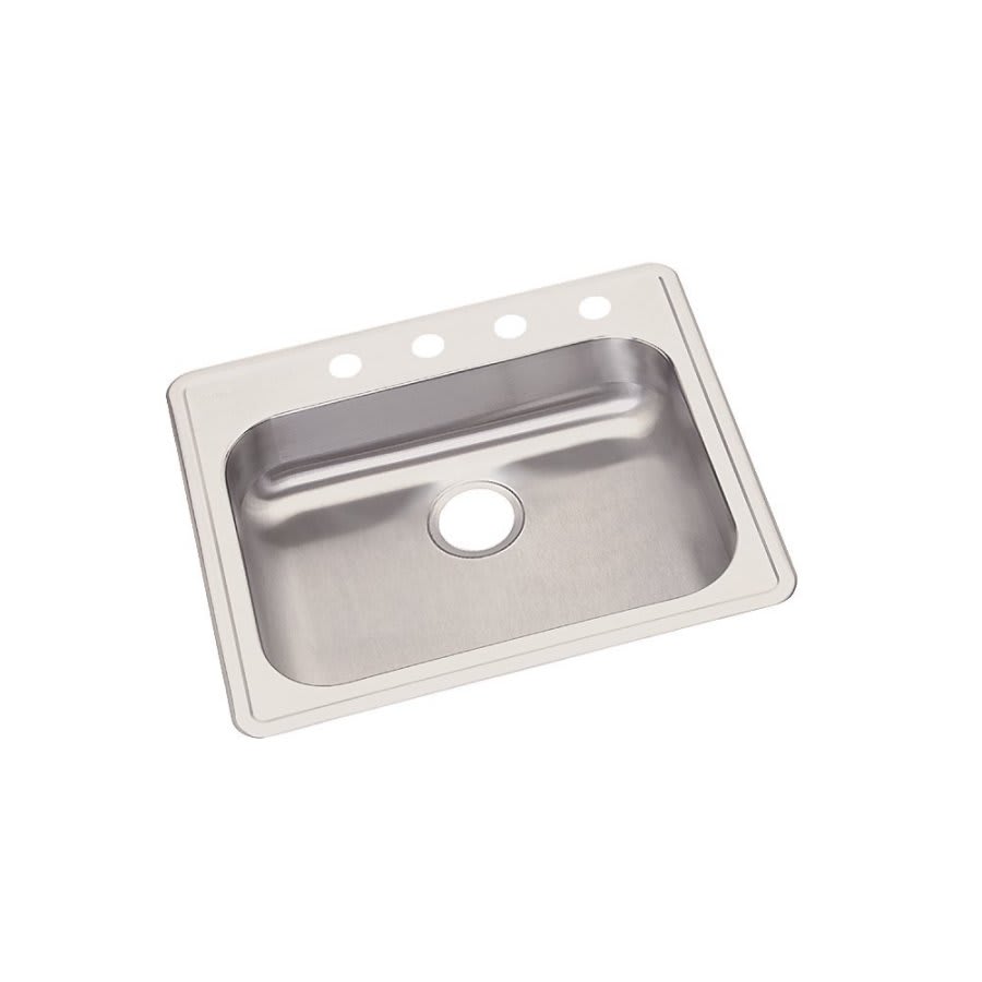 Dayton® Single Bowl Kitchen Sink, Top Mount, ADA, 25 x 21-1/4 in, 5-1/4 in Bowl Depth, 4-Hole, 22 ga Brushed Satin Steel, Stainless
