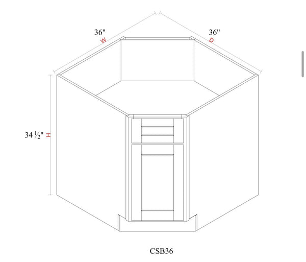 Corner Sink Base - 36"W x 34- 1/2"H x 24"D