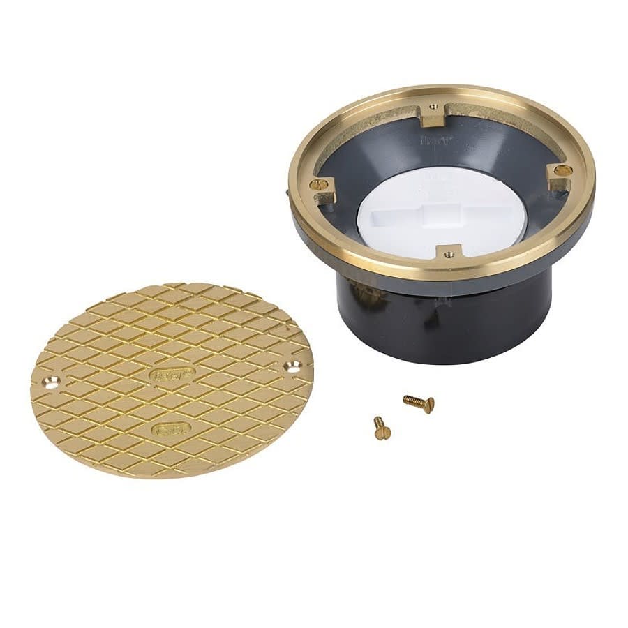 84000 Floor Drain, 4 in Outlet, Socket, 6 in Round Brass Top