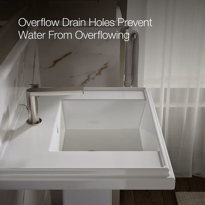 Tresham 24" Pedestal Fireclay Bathroom Sink with Single Faucet Hole Drilled and Overflow - Less Drain Assembly