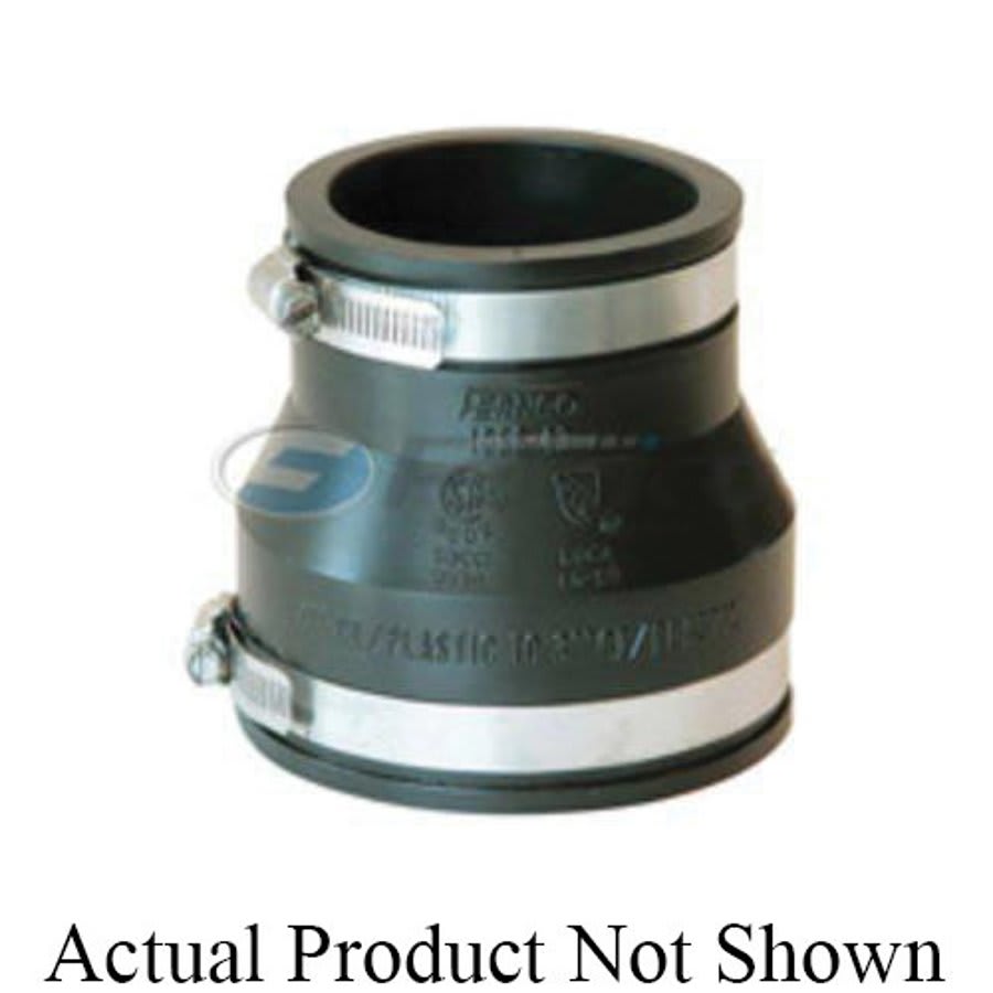 Transition Coupling, 4 x 3 in, Cast Iron/Plastic x Cast Iron/Plastic, Flexible PVC