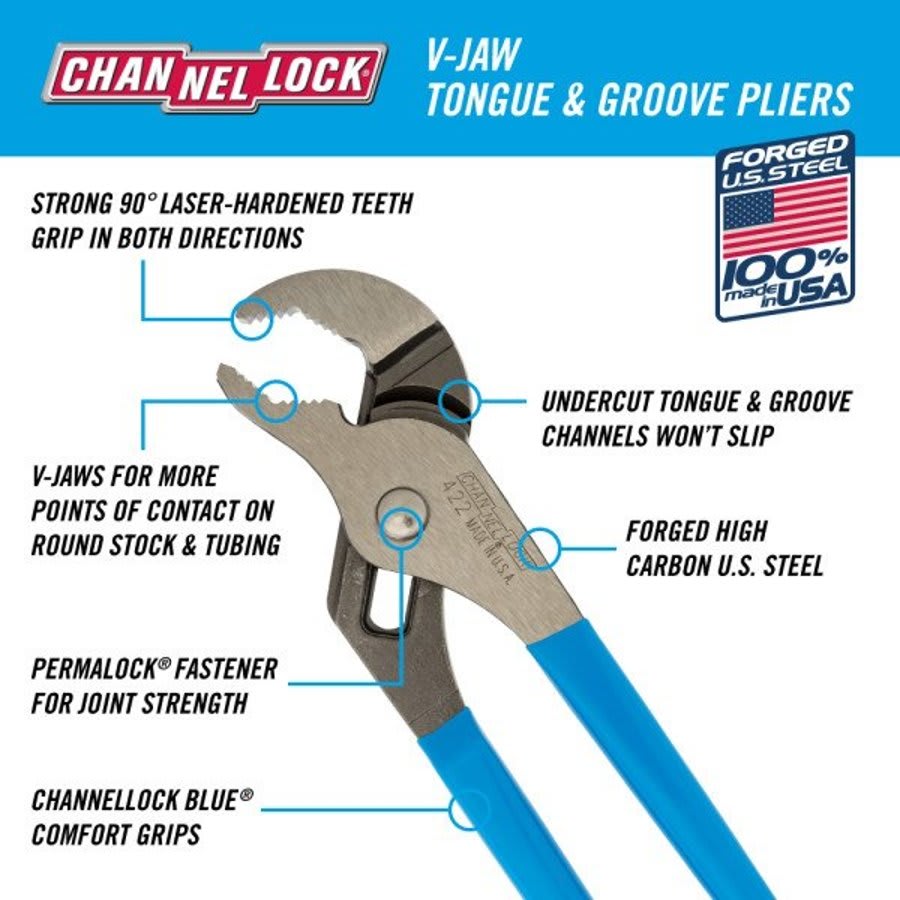 9.5 in, Tongue & Groove, V Jaw