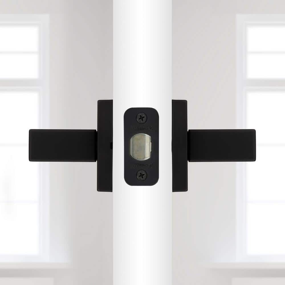 Singapore Square Matte Black Hall/Closet Door Lever with Microban