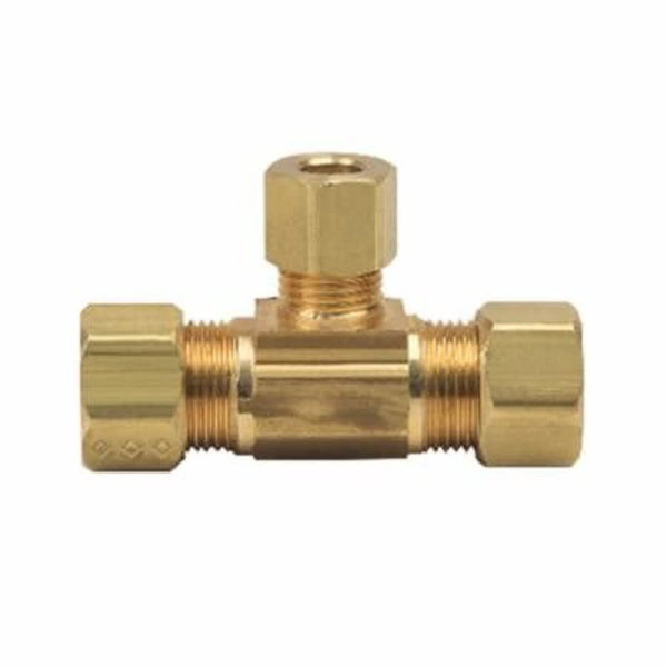 Tee, 3/8 x 1/4 in, Comp, Brass, Rough Brass, Domestic
