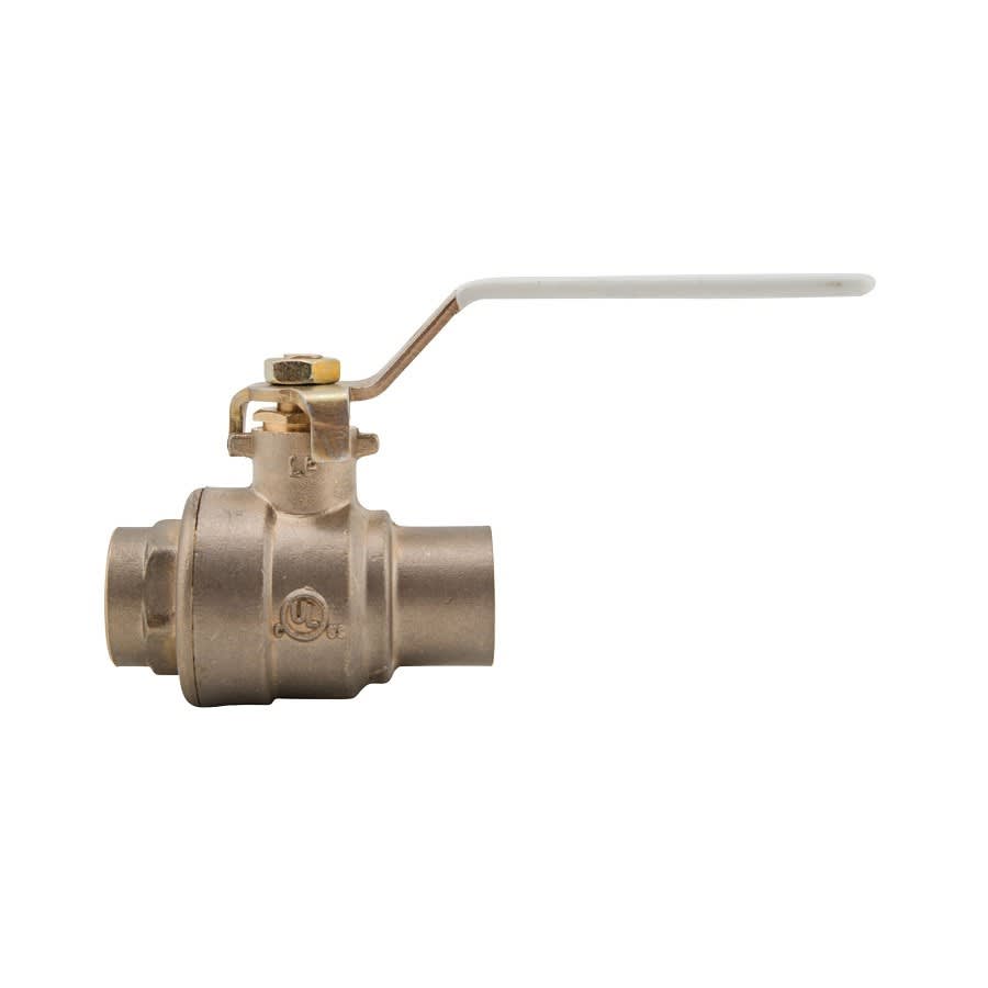 2-Piece Ball Valve, 1-1/4 in, C, Full Port, Plated Brass Ball, Brass