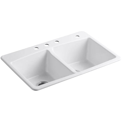 Brookfield 33" Double Basin Top-Mount Enameled Cast-Iron Kitchen Sink