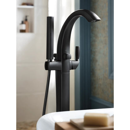 Voss Floor Mounted Tub Filler with Riser and Built-In Diverter - Includes Hand Shower