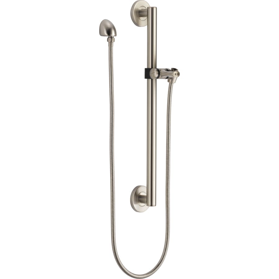 Universal Showering Adjustable Round 24" Slide Bar / Grab Bar Set with Hose and Elbow