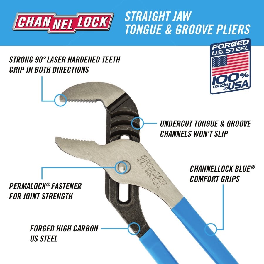 12 in, Tongue & Groove, Straight Jaw