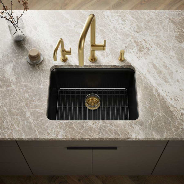 Cairn 24-1/2" Undermount Single Bowl Neoroc Granite Composite Kitchen Sink with Bottom Sink Rack