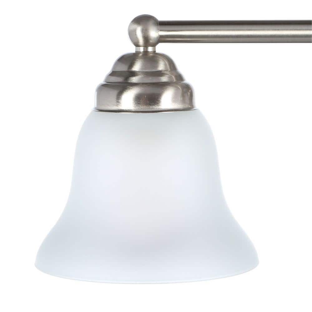 Hampton Bay Ashhurst 3-Light Brushed Nickel Classic Traditional Bathroom Vanity Light with Frosted Glass Shades