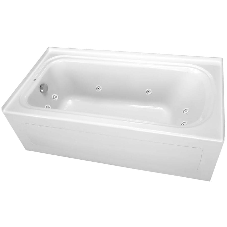 Plus A 60" x 32" Alcove 8 Jet Whirlpool Bath Tub with Skirt, Left Hand Drain and Left Hand Pump