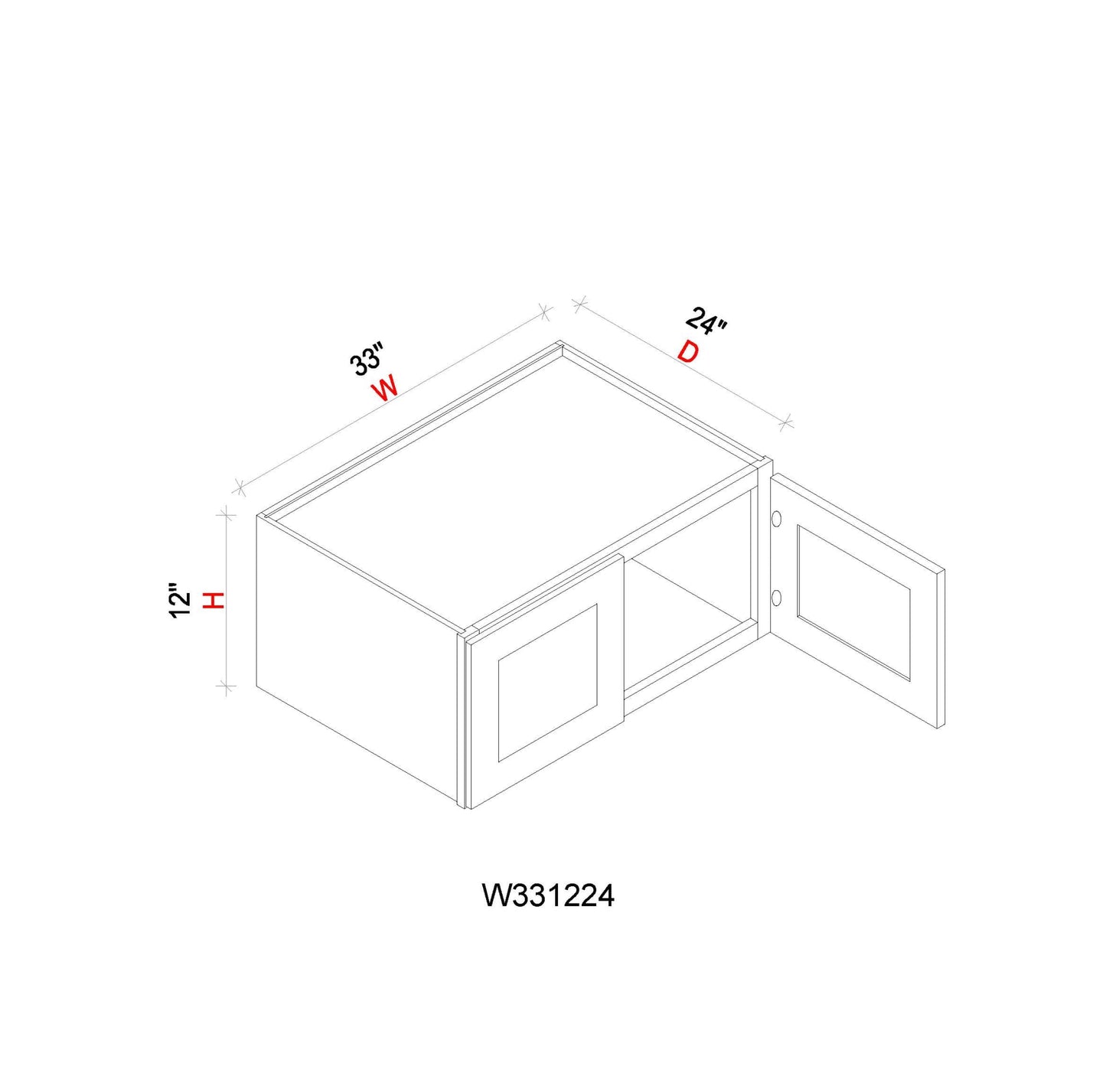 Wall Refrigerator Cabinet - 33"W x 12"H x 24"D