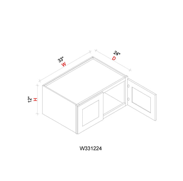 Wall Refrigerator Cabinet - 33"W x 12"H x 24"D