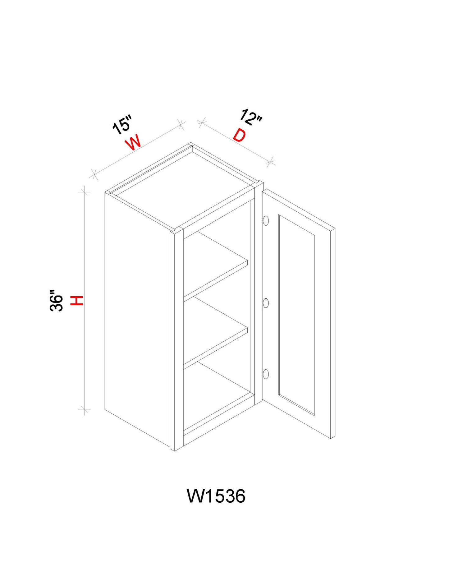 Wall Cabinet - 15"W x 36"H x 12"D