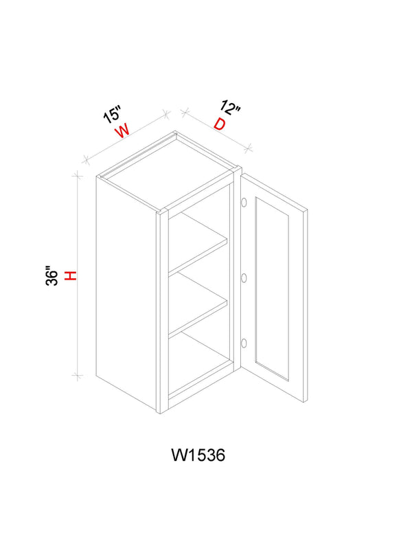 Wall Cabinet - 15"W x 36"H x 12"D