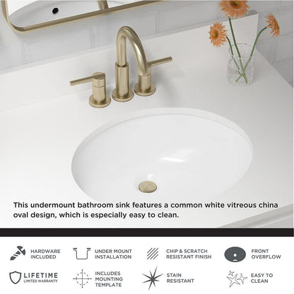 19.5 in. Undermount Oval Vitreous China Bathroom Sink in White