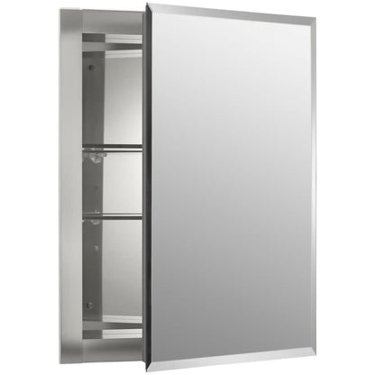 16" x 20" Single Door Reversible Hinge Frameless Mirrored Medicine Cabinet