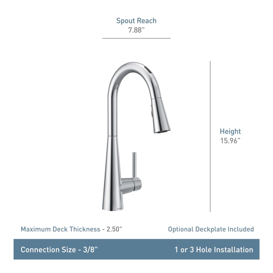 Sleek 1.5 GPM Single Hole Pull Down Kitchen Faucet with Voice Activation