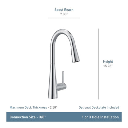 Sleek 1.5 GPM Single Hole Pull Down Kitchen Faucet with Voice Activation