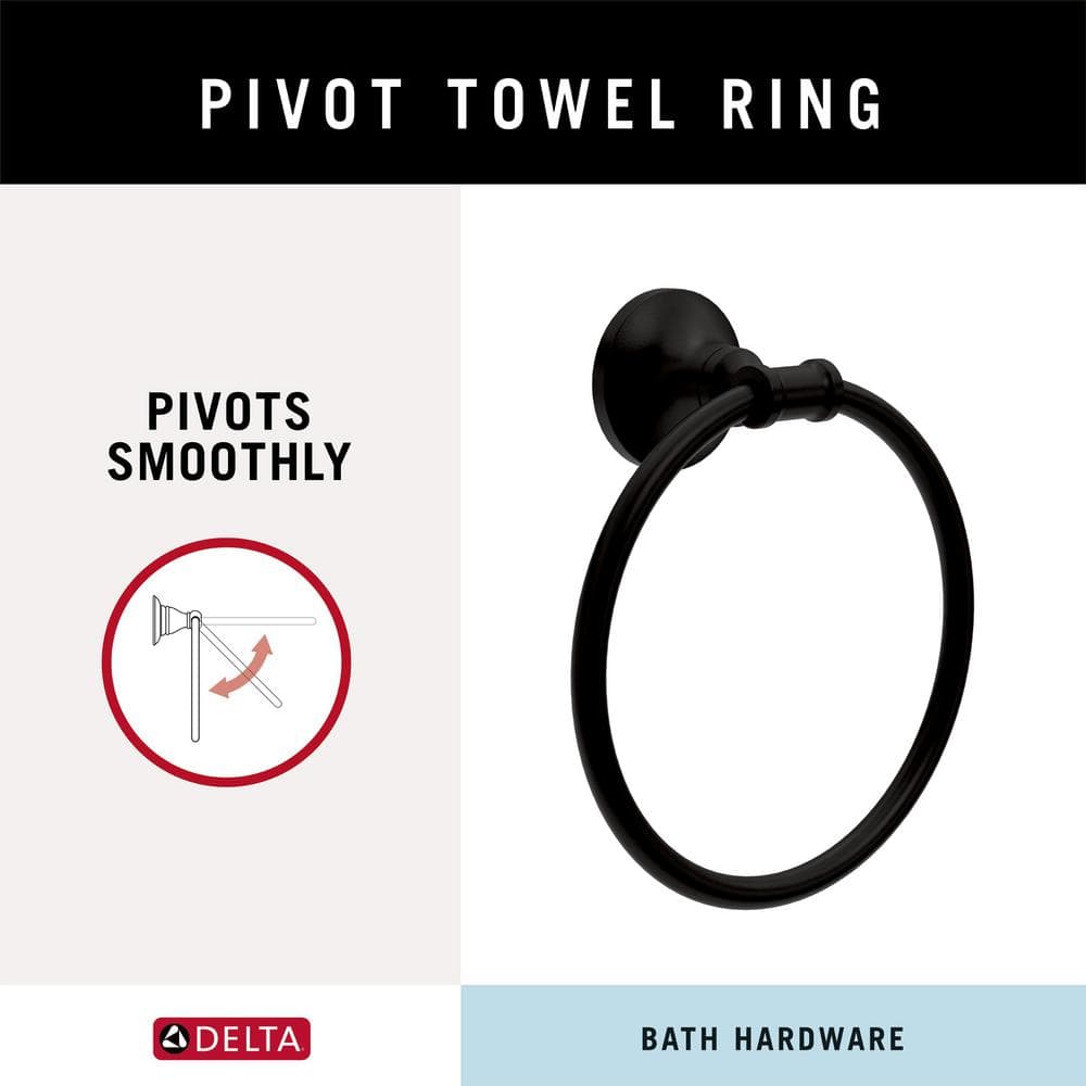 Chamberlain Wall Mount Round Closed Towel Ring Bath Hardware Accessory in Matte Black