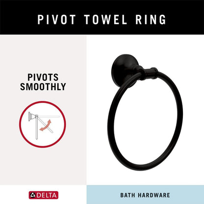 Chamberlain Wall Mount Round Closed Towel Ring Bath Hardware Accessory in Matte Black