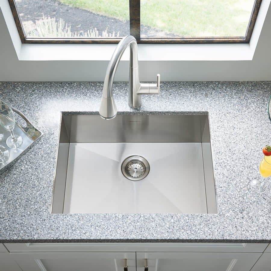 Edgewater 25" Single Basin Stainless Steel Kitchen Sink for Drop In or Undermount Installations with Single Faucet Hole - Drain Included