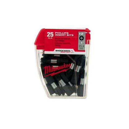 SHOCKWAVE™ 25-Piece Impact Insert Bit, #2 Phillips® Point, 1 in OAL, 1/4 in, Proprietary Steel, 25-Pack