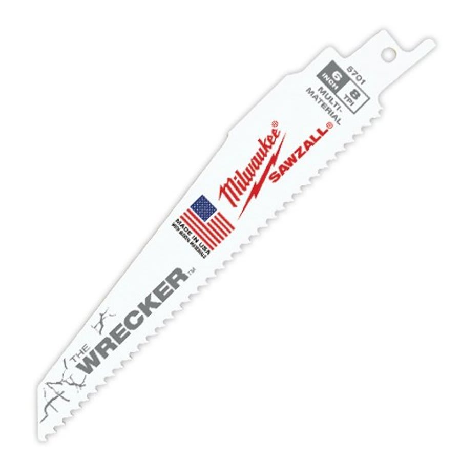 SAWZALL® The Wrecker™ Demolition Reciprocating Saw Blade, 6 in L, 8 tpi, 0.062 in THK, 5-Pack