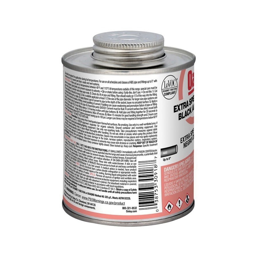 Medium Body Cement, 1 pt, Black, For ABS