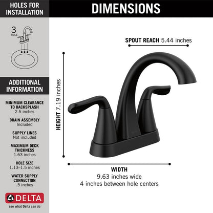 Arvo 4 in. Centerset 2-Handle Bathroom Faucet in Matte Black