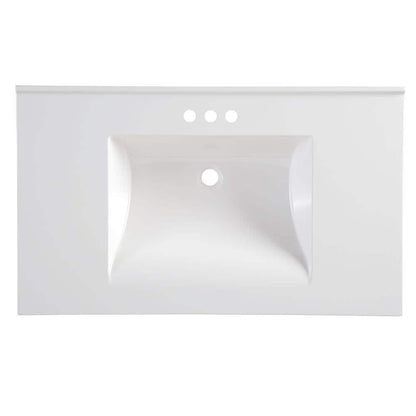 37 in. W x 22 in. D Cultured Marble White Rectangular Single Sink Vanity Top in White