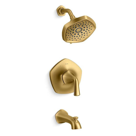 KOHLER Sundae Single-Handle 3-Spray Tub and Shower Faucet 1.75 GPM in Vibrant Brushed Moderne Brass (Valve Included) R28798-4G-2MB