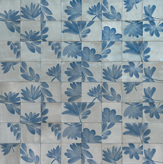Rice Grigio Deco Blossom Square 6X6 Glossy