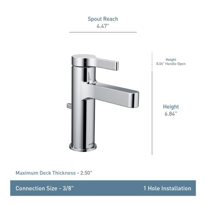 Vichy Single Hole Bathroom Faucet - Includes Metal Pop-Up Drain Assembly