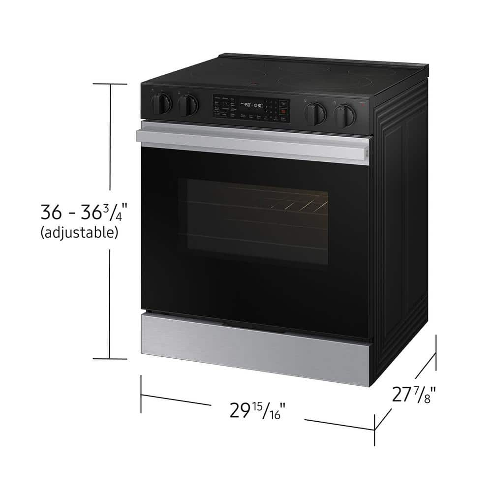 Bespoke 30 in. 6.3 cu.ft. 5 Burner Element Smart Slide-In Electric Range w/ AirFry & Safety Knobs in Stainless Steel