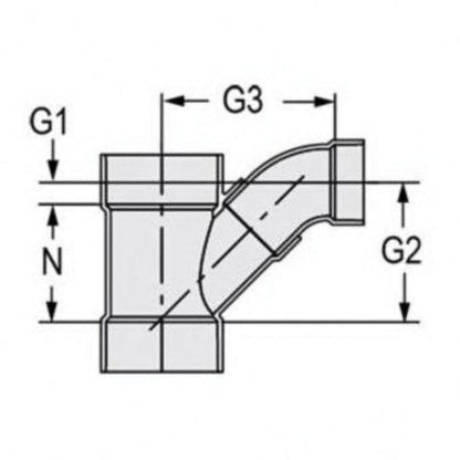 Combination Wye and 45 deg Elbow, 8 x 4 in, Hub, DWV, PVC