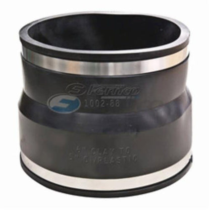 Transition Coupling, 8 in, Clay x Cast Iron/Plastic, Flexible PVC
