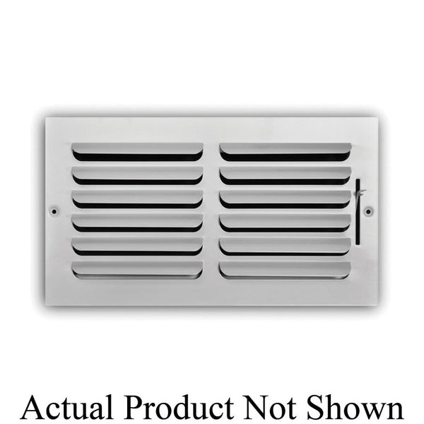 1-Way Curved Blade Supply Register, 14 x 6 in, Horizontal Blades, 7/8 in Spacing, Multi Shutter Damper, Steel, White