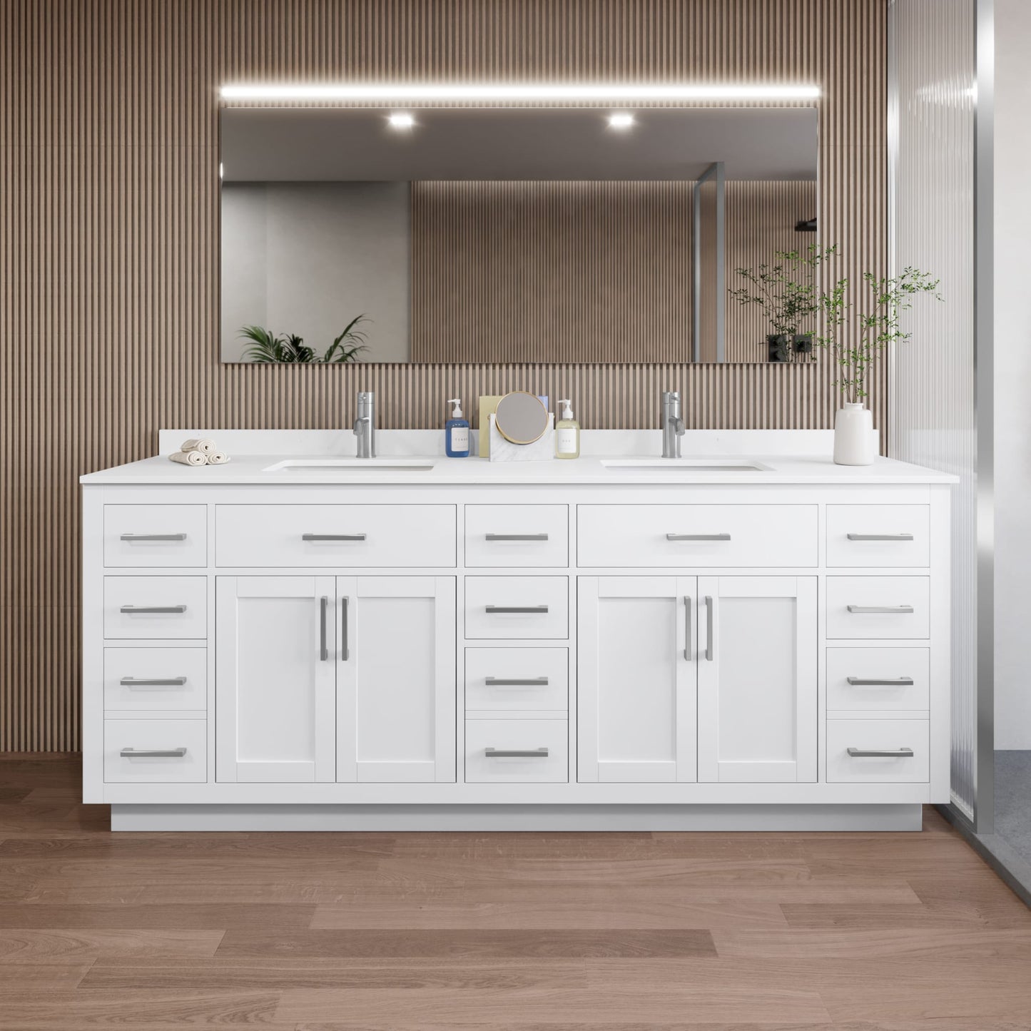 Beckett Double Bathroom Vanity with Toe Kick - 84W x 35H x 22D