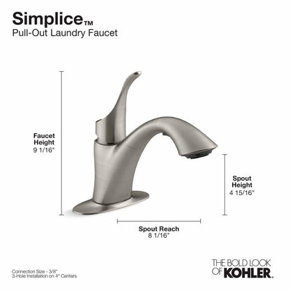 Simplice 4 GPM Deck Mounted Single Handle Two-Function Laundry Faucet with Sweep Spray Technology