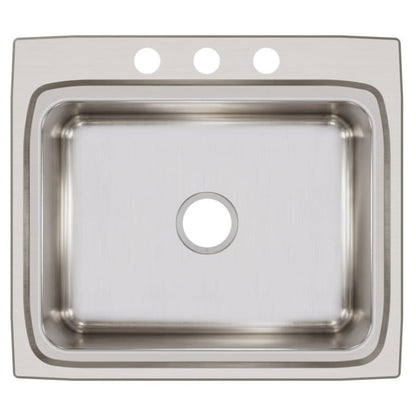 Lustertone™ Classic Single Bowl Kitchen Sink, Top Mount, 25 x 22 in, 7-3/4 in Bowl Depth, 3-Hole, 18 ga Lustrous Satin Steel, Stainless