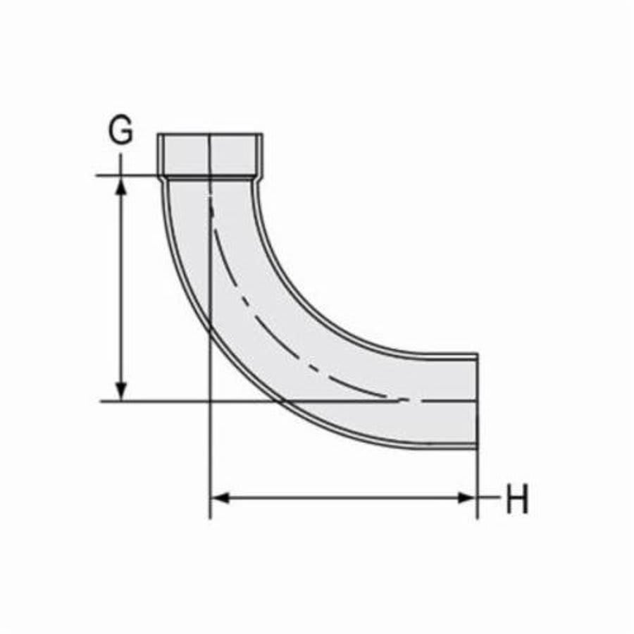 Street Long Sweep 90 deg Elbow, 1-1/2 in, Spigot x Hub, DWV, PVC