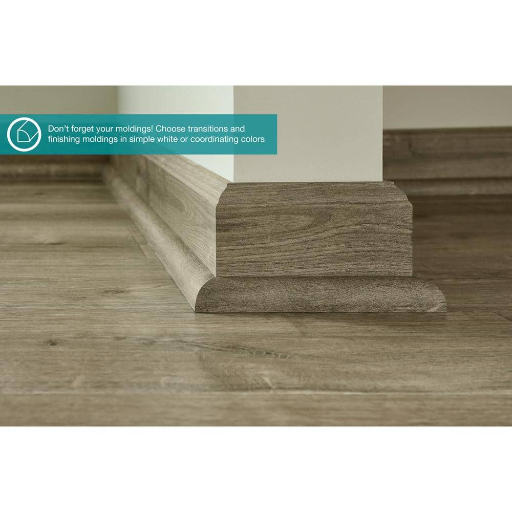 Defense+ Smoky Eiffel Oak 14 mm T x 7.4 in. W Waterproof Laminate Wood Flooring (17.2 sqft/case)