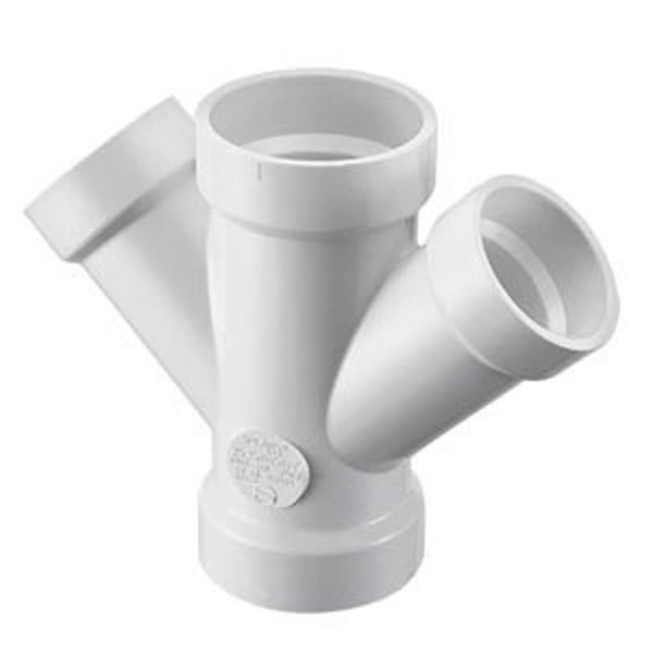 Double Wye, 2 x 1-1/2 x 1-1/2 in, Hub, DWV, PVC