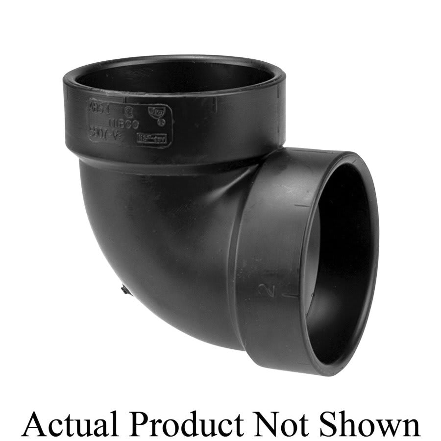 DWV Vent 90 deg Elbow, 4 in, Hub, ABS