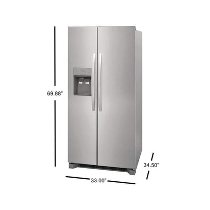 33 in. 22.3 cu. ft. Side by Side Refrigerator in Stainless Steel, Standard Depth