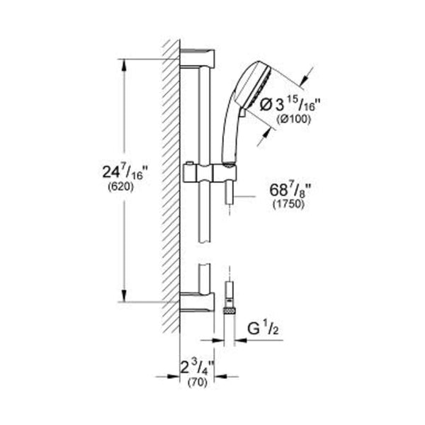 New Tempesta Cosmopolitan Multi Function Hand Shower Package with Hose and Slide Bar