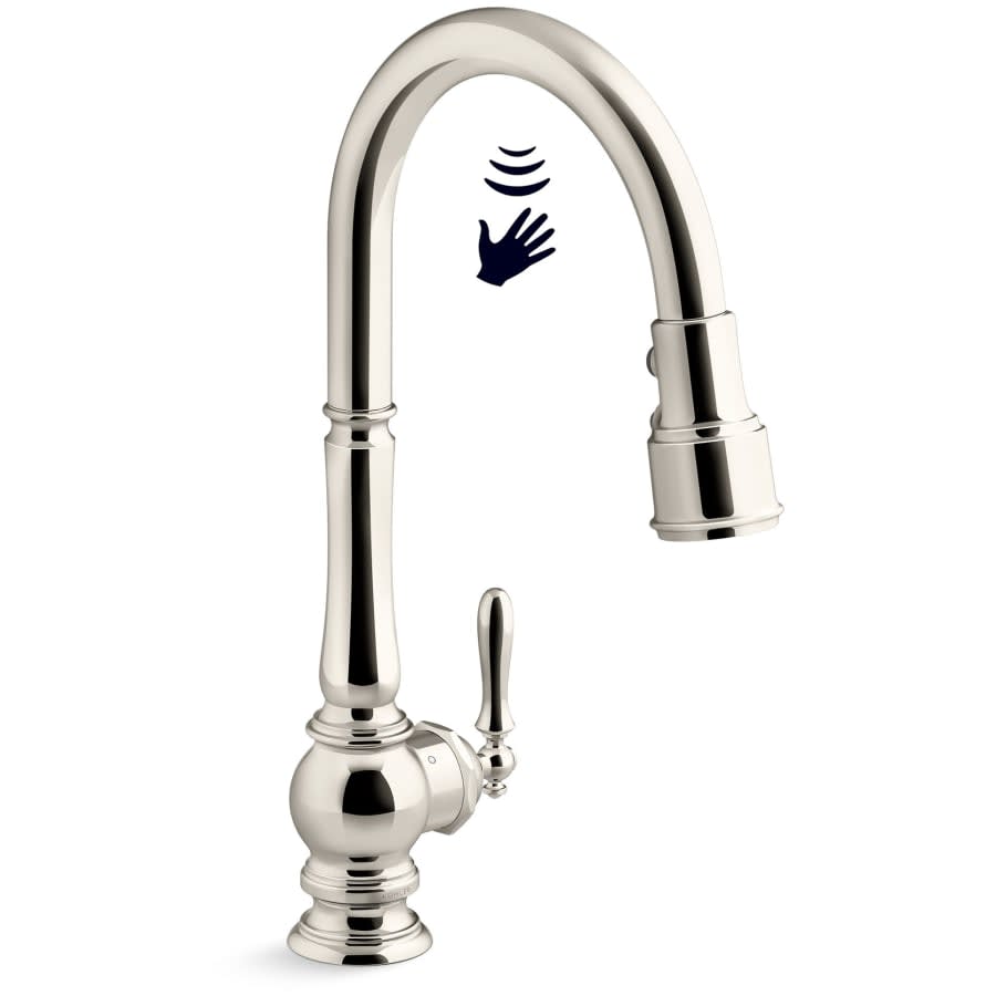 Artifacts Touchless 1.5 GPM Single Hole Pull Down Kitchen Faucet with Three-Function Spray Head